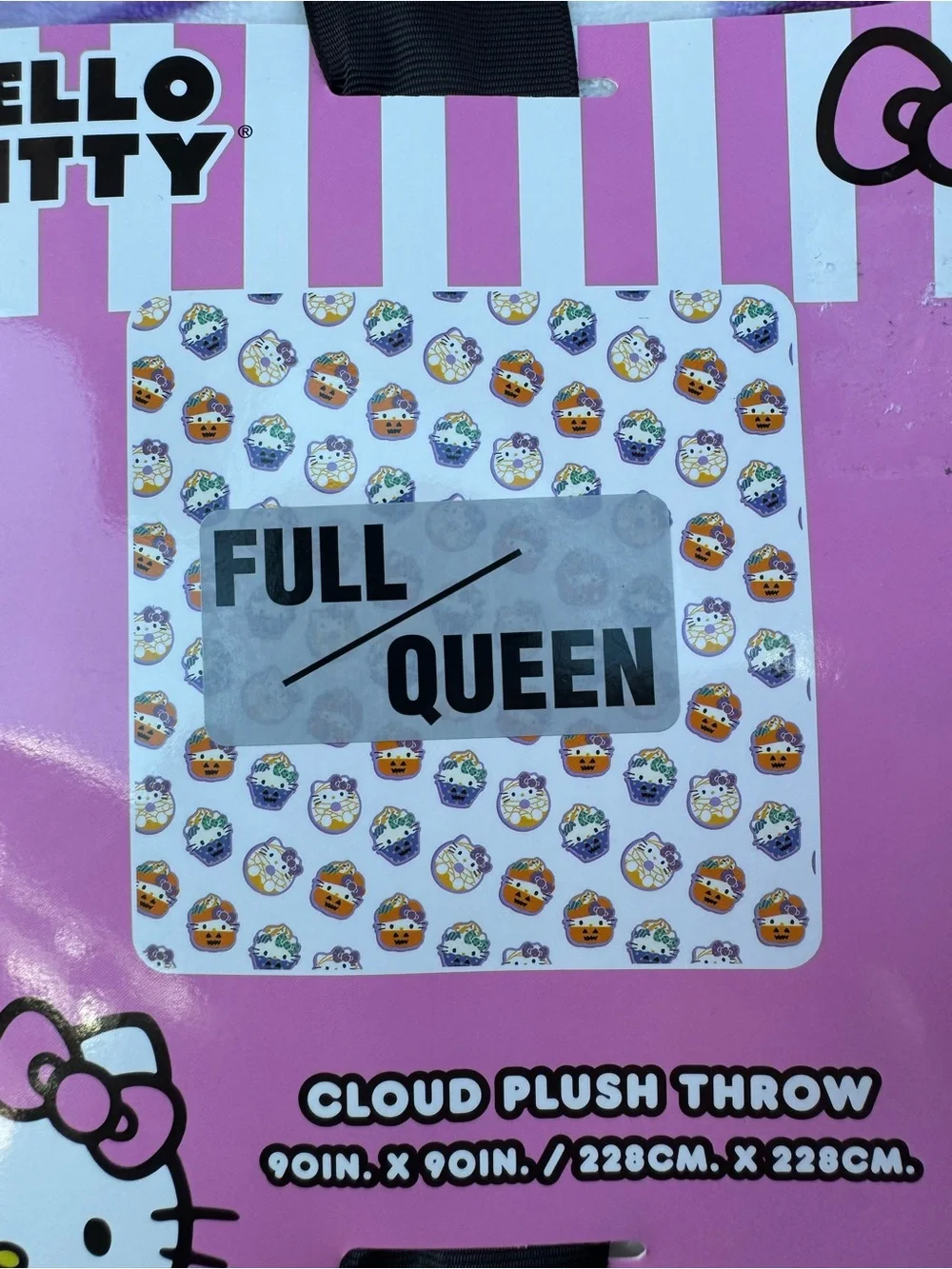 Hello Kitty White Plush Cloud Throw with Purple & Orange Accents. Full/Queen